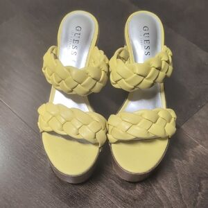 Guess Yellow Braided Platform Sandals